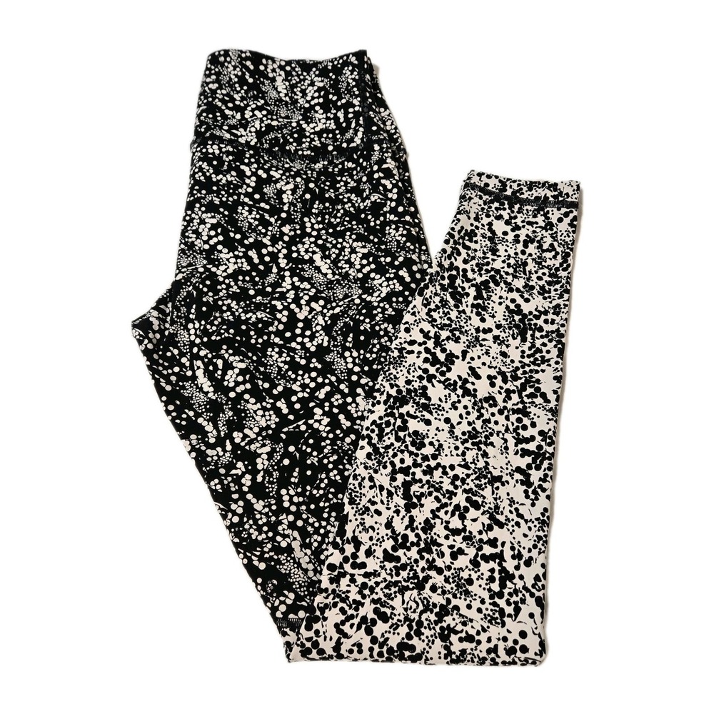 Lululemon Wunder Under Leggings Size 8 High Rise Ice Breaker White/Black Pattern